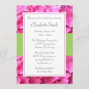Hydrangea Border Pink Green Bridal Shower Invitation
