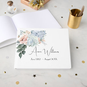 Hydrangea Bouquet On White Memorial Guest Book
