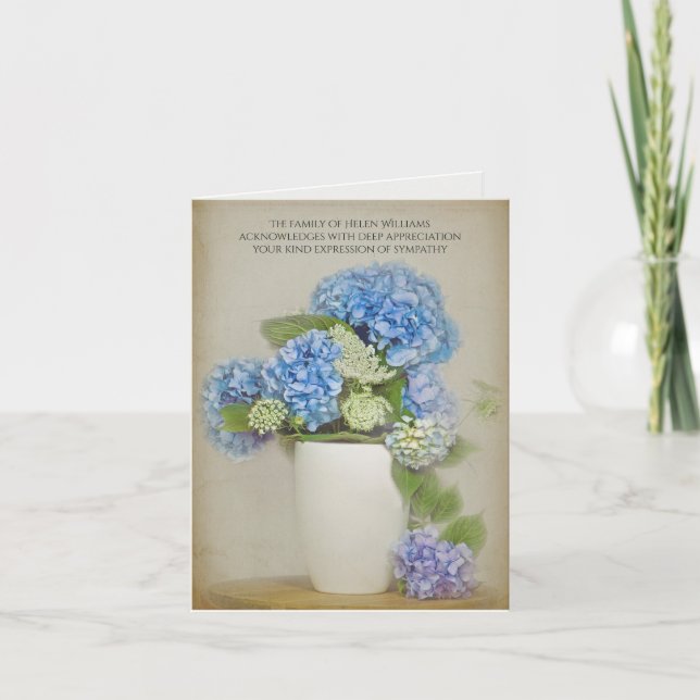 hydrangea bouquet sympathy Thank You Card (Front)