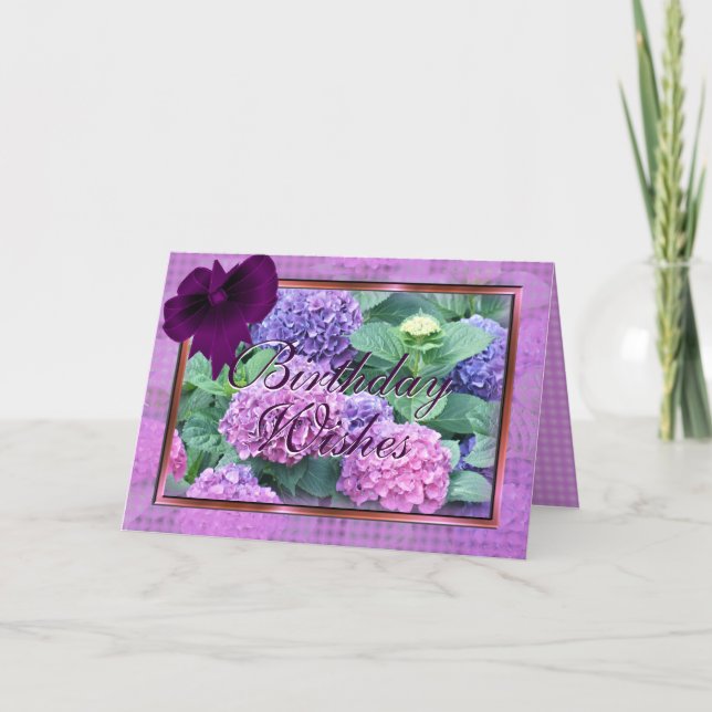 Hydrangea & Bow cards- customize for any occasion Card (Front)