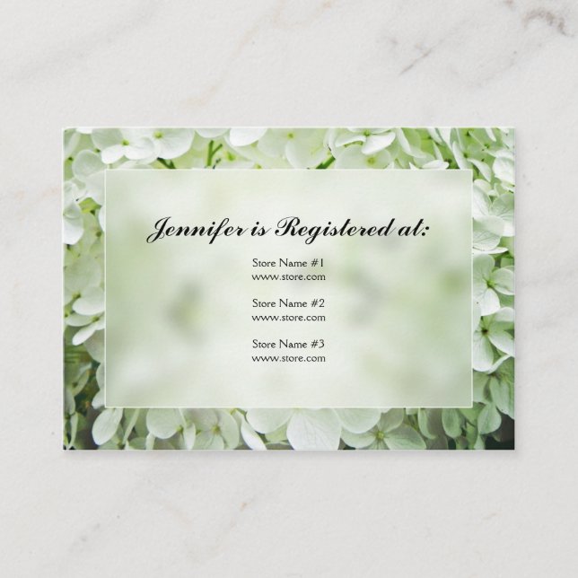 Hydrangea Bridal Shower Registry Cards (Front)
