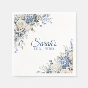 Hydrangea Coastal Bridal Shower Personalized Napkin