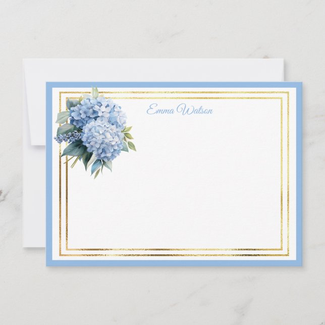 Hydrangea Custom Name Note Card (Front)