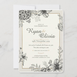 Hydrangea Customized Elegant Vintage Wedding Invitation