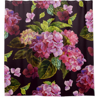 Hydrangea, dark, seamless floral pattern.
