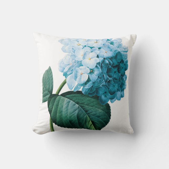 Hydrangea double flower illustration Redoute Throw Pillow (Front)