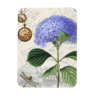 Hydrangea Dragonfly Collage Flexible Magnet