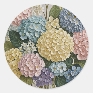 Hydrangea Dreams: Pastel Blooms Classic Round Sticker