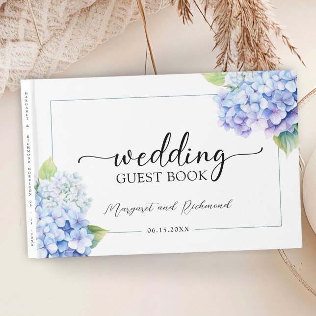Hydrangea Dusty Blue Floral Wedding Guest Book (Creator Uploaded)