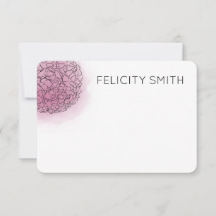 Hydrangea Elegant Personalized Stationery Pink Card