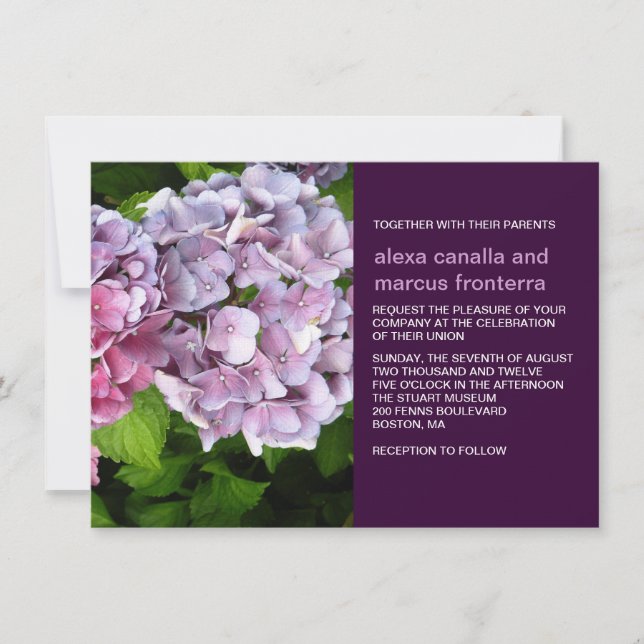Hydrangea Faire-part de mariage pourpre (Devant)