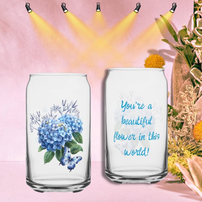 Hydrangea Fleur Bleue et Papillon (Front and Back)