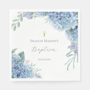 Hydrangea floral  Baptism Napkin