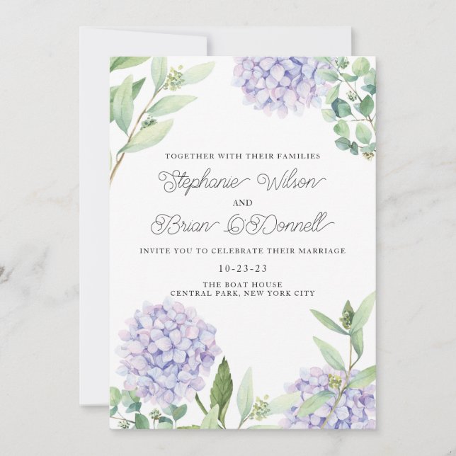 Hydrangea Floral Bouquet Faire-part de mariage (Devant)