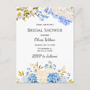 Hydrangea Floral Bridal Shower Thank You Postcard