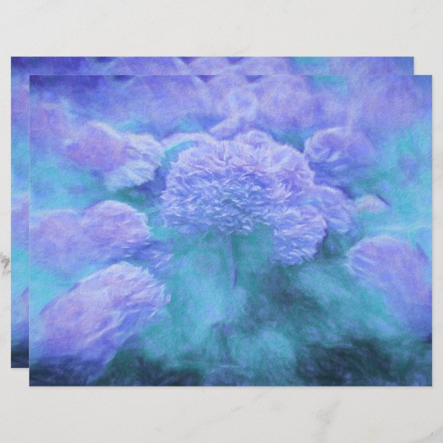 Hydrangea Floral Chic Purple Teal Vintage (Front/Back)