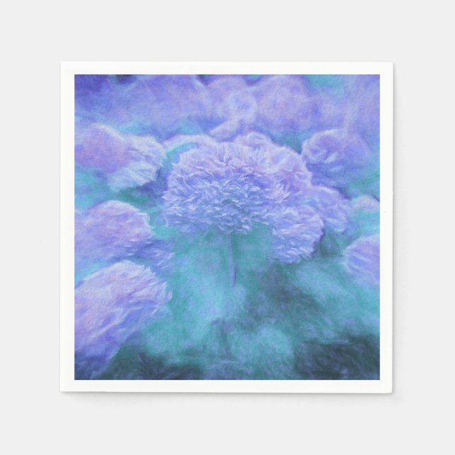 Hydrangea Floral Chic Purple Teal Vintage Napkin (Front)