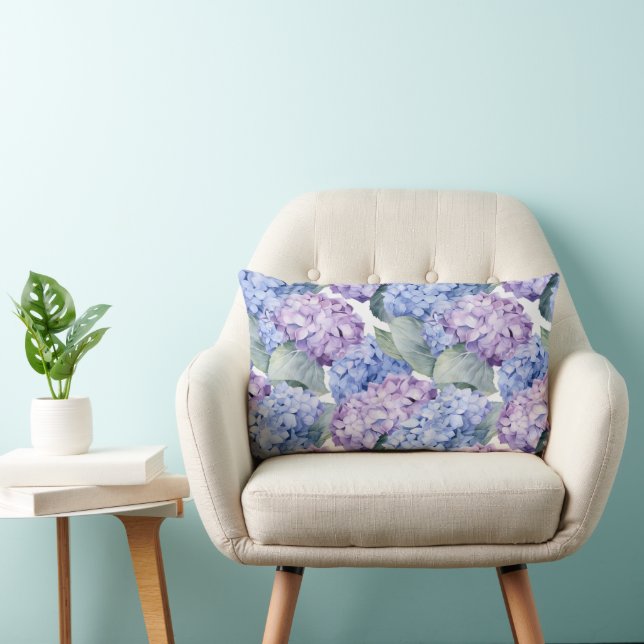 Hydrangea Floral Cotton Pillow (Chair)