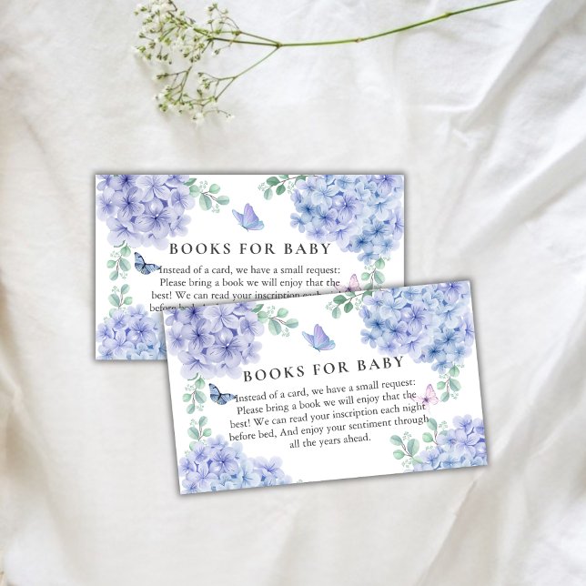 Hydrangea Floral Garden Books For Baby Shower  Enclosure Card (Hydrangea Floral Garden Books For Baby Shower Enclosure Card)