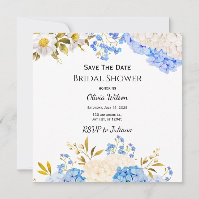 Hydrangea Floral Invitation Mariage Save the Date (Devant)