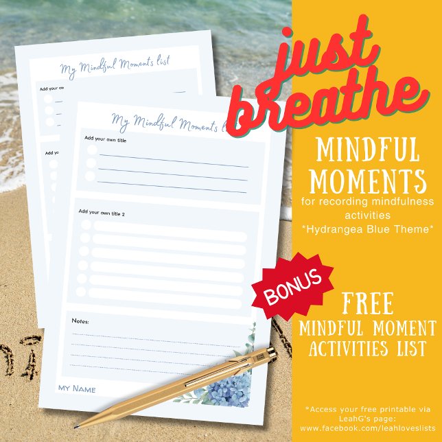 Hydrangea Floral  'My Mindful Moments Lists'  Post-it Notes (Creator Uploaded)