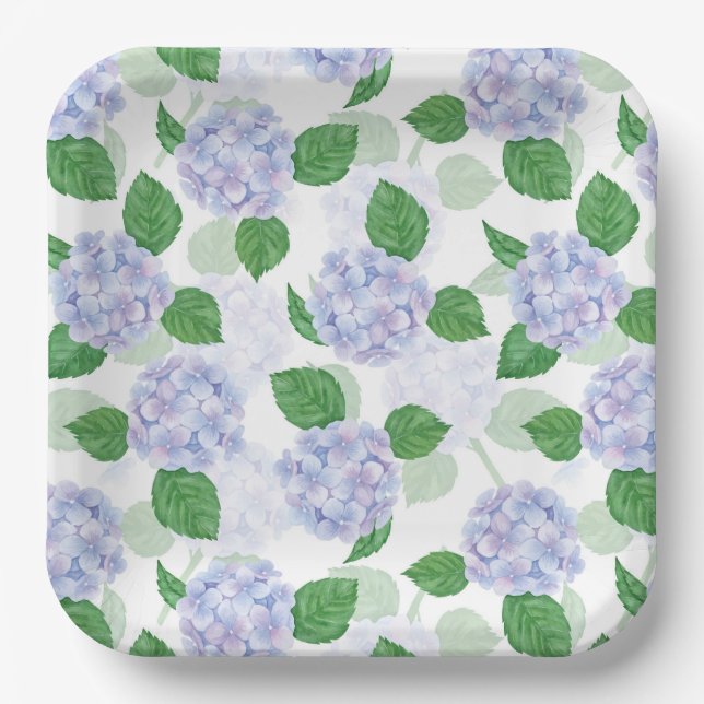 Hydrangea Floral  Paper Plate (Front)