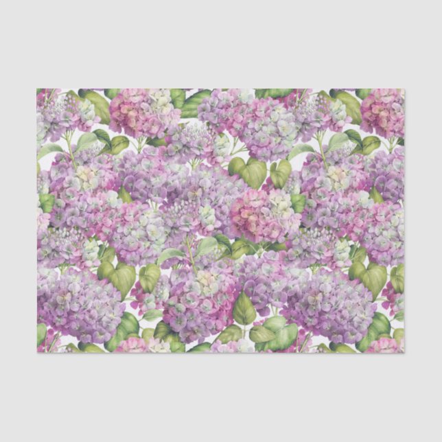 Hydrangea Floral Pink Lavender Pattern Tissue Paper (Front)