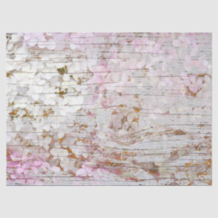 Hydrangea Floral Pink White Grey Vintage Wood Tissue Paper