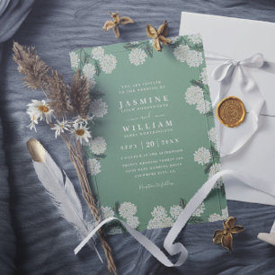 Hydrangea Floral Rustic Elegant QR Code Wedding Invitation