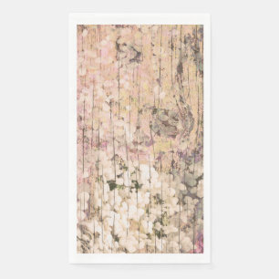 Hydrangea Floral Sepia Tan Farmhouse Vintage Wood Napkin