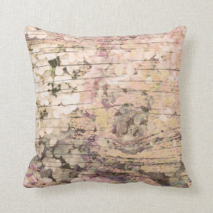 Hydrangea Floral Sepia Tan Farmhouse Vintage Wood Throw Pillow