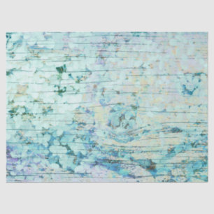 Hydrangea Floral Teal Country Vintage Wood Tissue Paper
