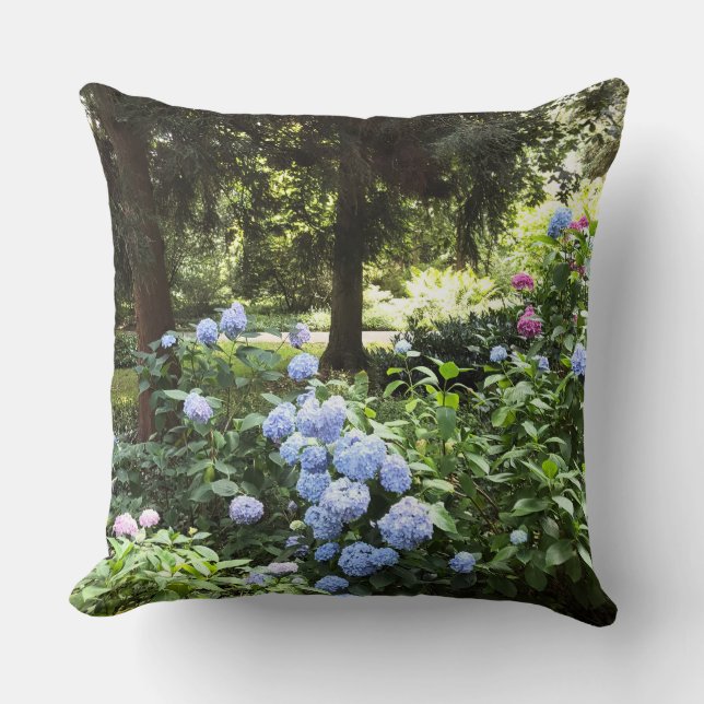 Hydrangea Floral Trees Nature Photography Throw Pillow (Front)