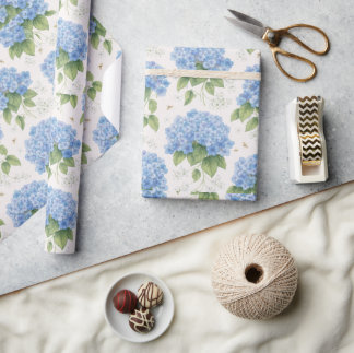 Hydrangea Floral Wrapping Paper | Elegant Garden 