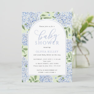 Hydrangea Flower Arch Green and Blue Baby Shower Invitation