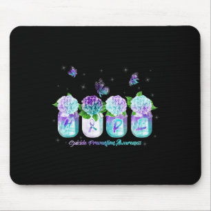 Hydrangea Flower Butterfly Suicide Prevention Awar Mouse Pad