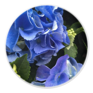 Hydrangea Flower Drawer Pulls Blue Purple & Green