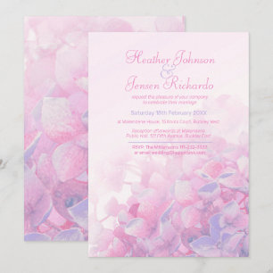 Hydrangea flower floral pink purple wedding invitation