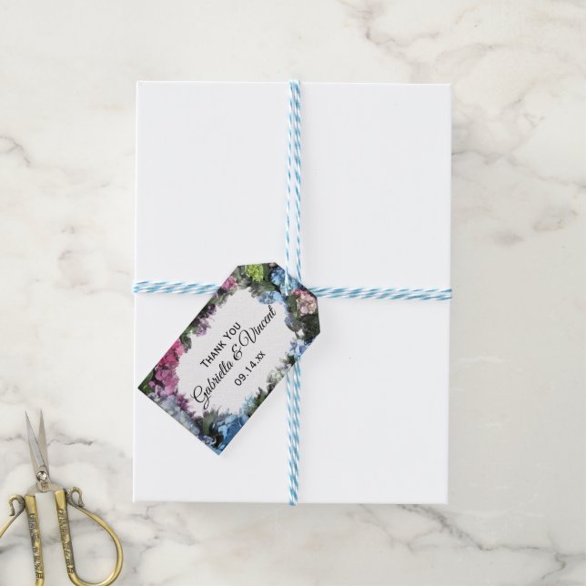 Hydrangea Flower Frame Wedding Favour Tags (With Twine)
