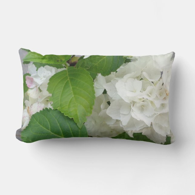 Hydrangea Flower Green White Nature Garden Plants Lumbar Pillow (Front)