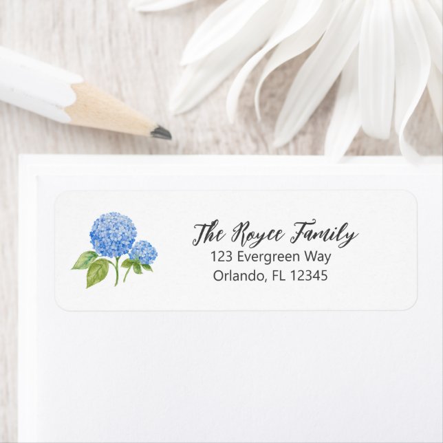 Hydrangea Flower Painting Return Address Label (Insitu)