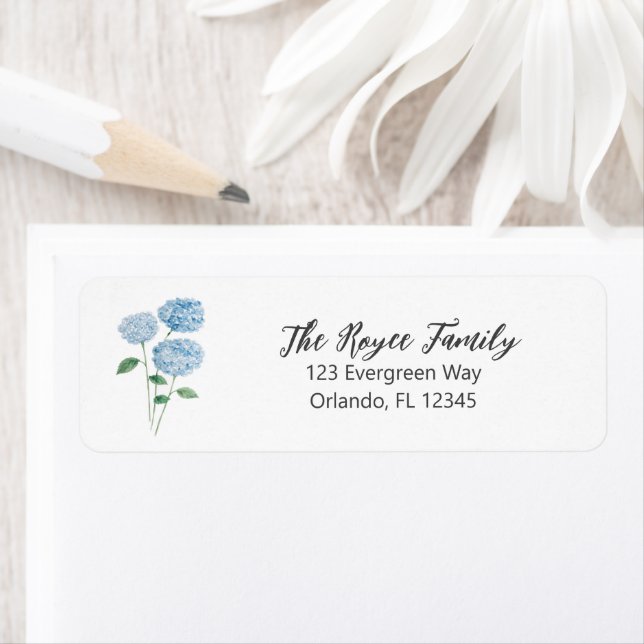 Hydrangea Flower Painting Return Address Label (Insitu)