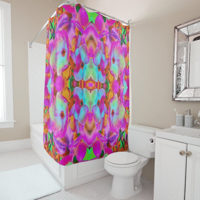 Hydrangea Flower Petals in Aqua Magenta and Orange (In Situ)