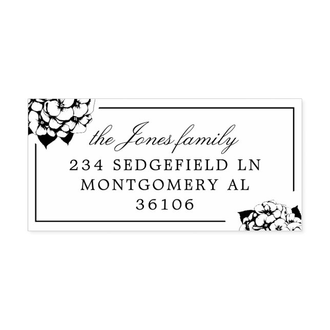 Hydrangea Flower Return Address Self-inking Stamp (Design)