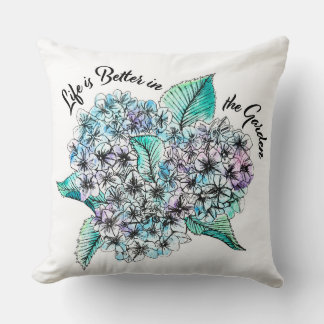 Hydrangea flower throw pillow