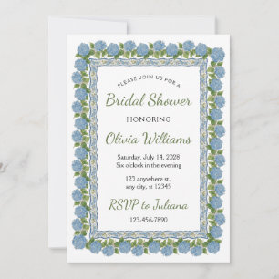 Hydrangea Flower Watercolor Bridal Shower Invitation