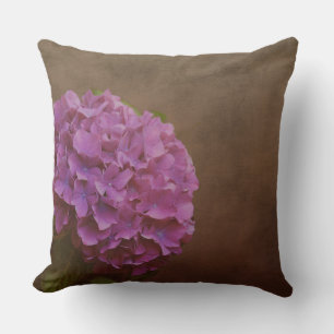 Hydrangea flower with artistic textured background throw pillow