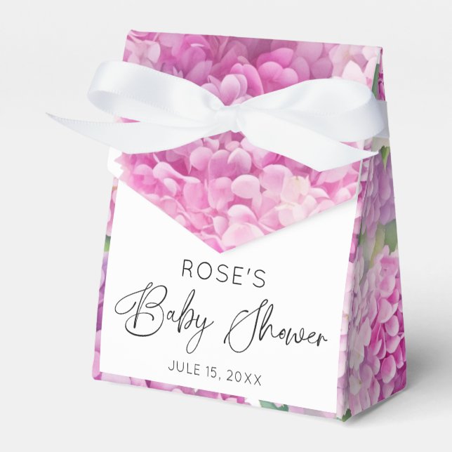 Hydrangea Flowers Baby Shower Favor Box (Front Side)