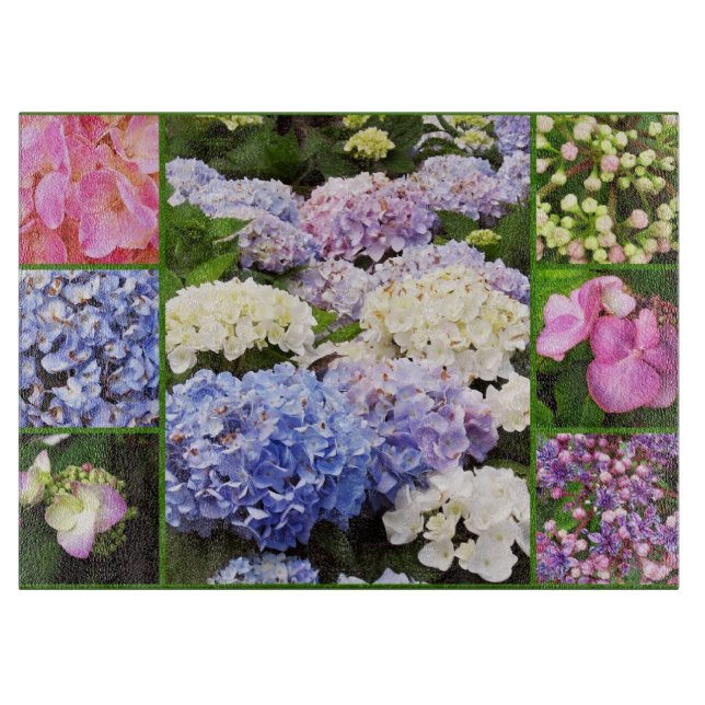 Hydrangea Flowers Collage-15x11 Cutting Board (Front)
