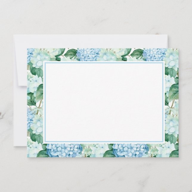 Hydrangea Flowers Flat Note Card  (Front)